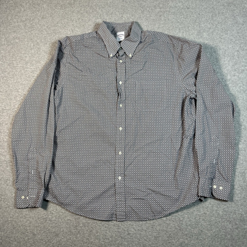 Brooks Brothers Shirt Mens Large Multicolor Button Down Dress Geometric Cotton